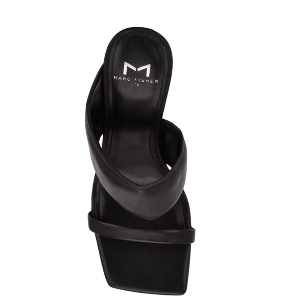 Size 9M - MARC FISHER LTD - Deann Leather Sandal Black High Heel Slide NEW - Picture 4 of 5